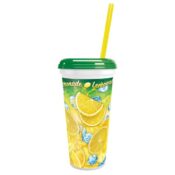 32oz Lemon Ice Lemonade Cup with lids and straws (200/cs) #8022520