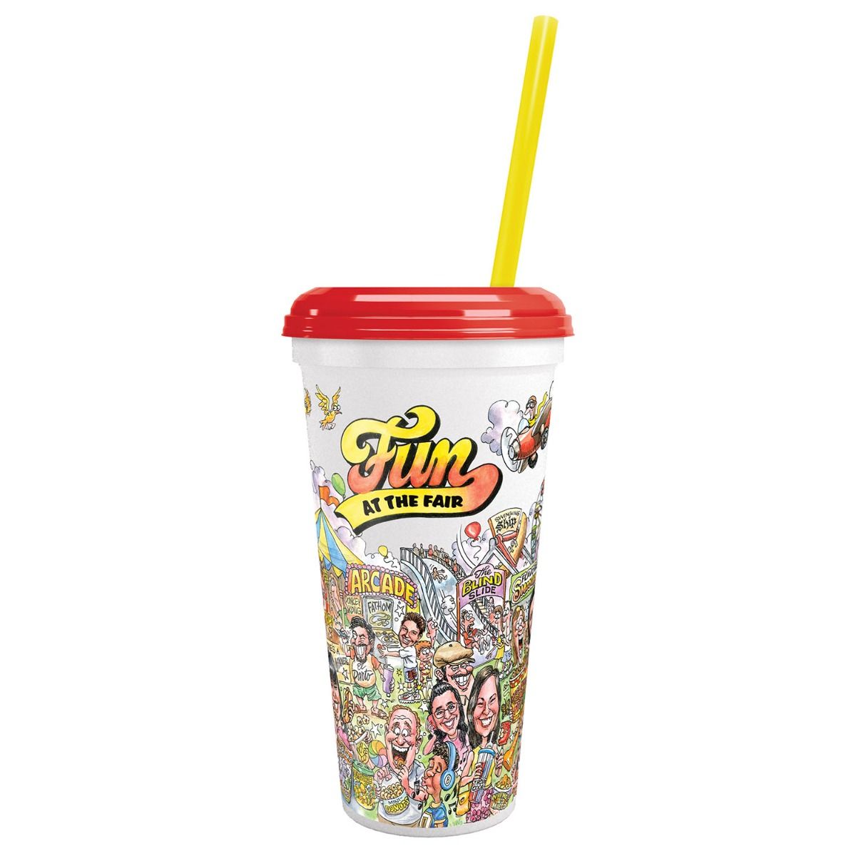 32 oz Fun at the Fair Souvenir Cup w/lid and straw (200/cs) #8022420 –  Action Enterprises: Popcorn Poppers, Cotton Candy Makers, Sno Kone Machines