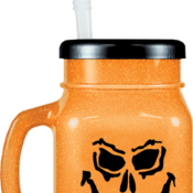 Halloween 28oz Souvenir Jar Sparkle Orange with Straw BC-8029633 (72/cs)