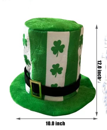 Top Hat Shamrock Green White Soft Tall Hat (ea)