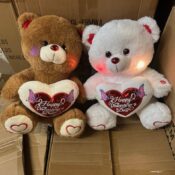 12" Valentine Light Up Sound Bear Plush (each) 254771