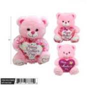 Plush Mother's Day 12" Sound Bear Pink Assorted (each)