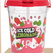 64oz Strawberry Lemonade Jug With Handle Lid Straw (50/cs)